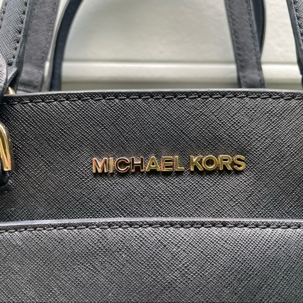 Michael Kors Emmy Double Handle Saffiano Black Leather Tote - Picture 4 of 16